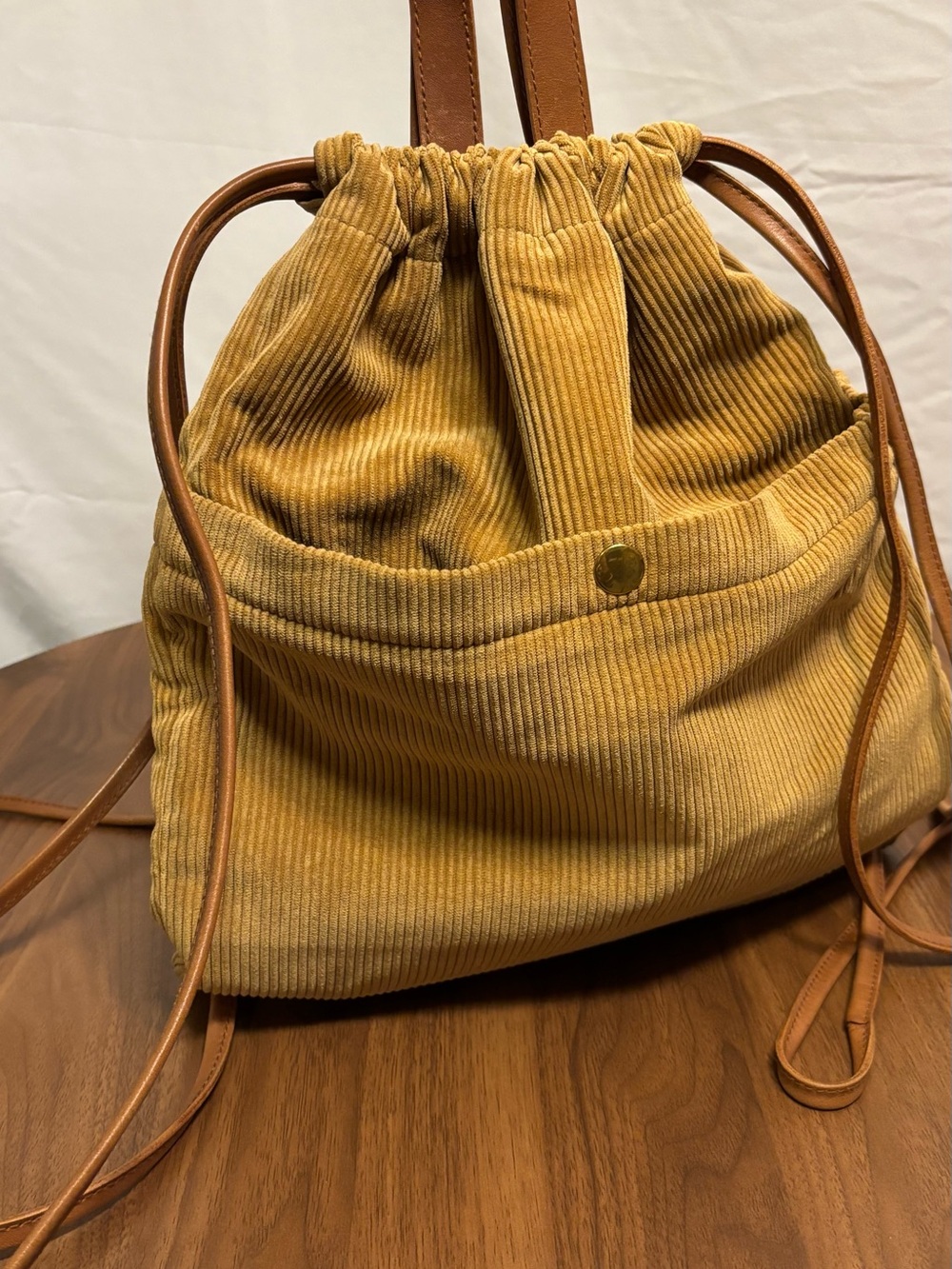 Madewell Mustard Corduroy Drawstring Backpack